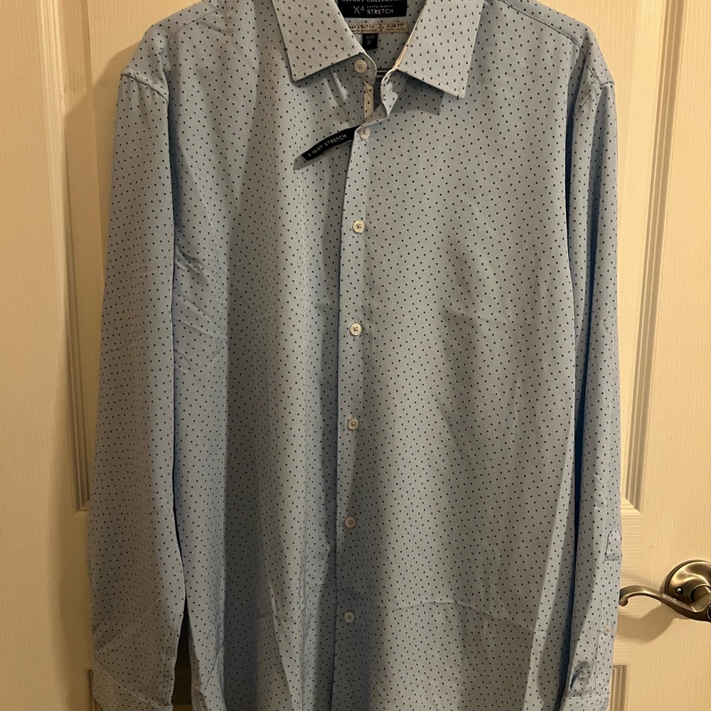 Men's Light Blue Polka Dot Shirt